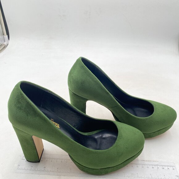 Milooey shoes Women Graceful Round Toe Platform High Heels Chunky Block Green - Picture 4 of 8